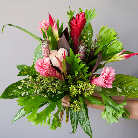 Pink Pineapple Tropical Diy Flower Kit Vase - Image