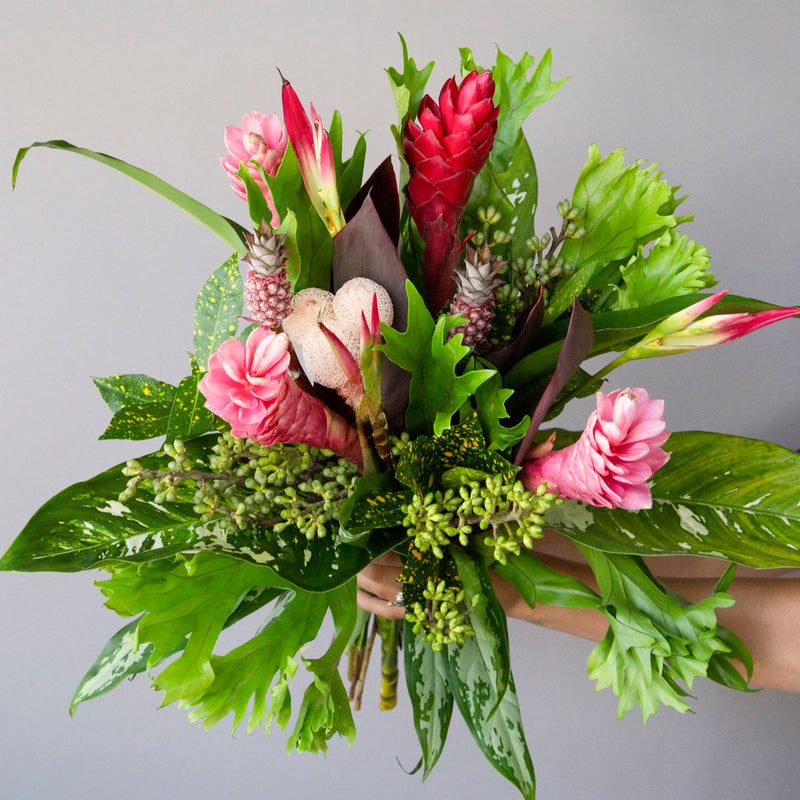 Pink Pineapple Tropical Diy Flower Kit Vase - Image
