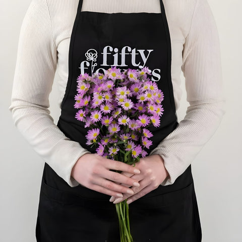Sugar Plum Pink Spray Aster Flowers Apron - Image
