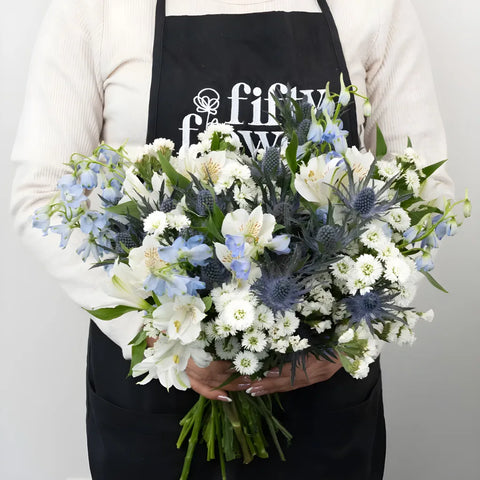 Light Blue Magic Diy Flower Kit Apron - Image