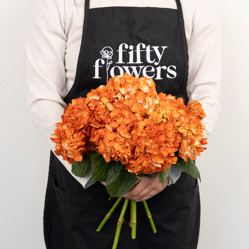 Persimmon Airbrushed Hydrangea Flower Apron - Image