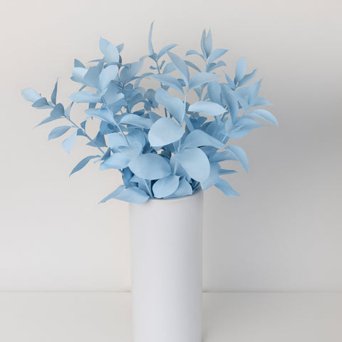 Cool Blue Tinted Ruscus Greenery Vase - Image
