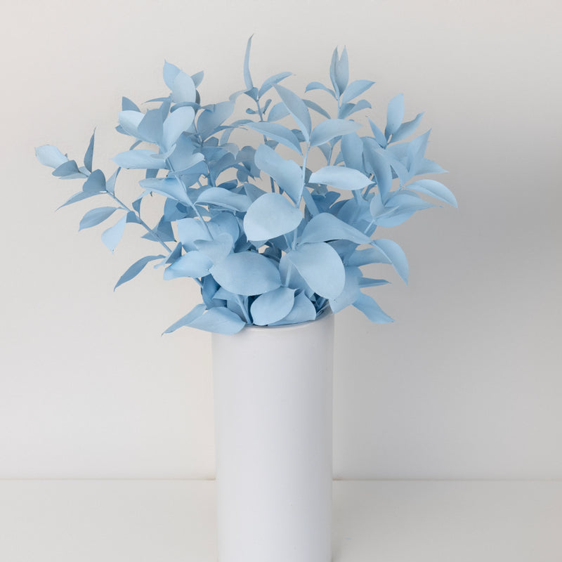 Cool Blue Tinted Ruscus Greenery Vase - Image