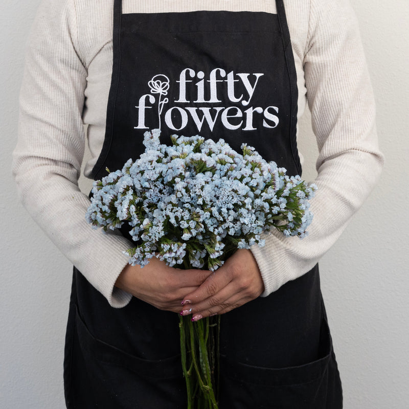 Cool Blue Tinted Statice Flower Apron - Image