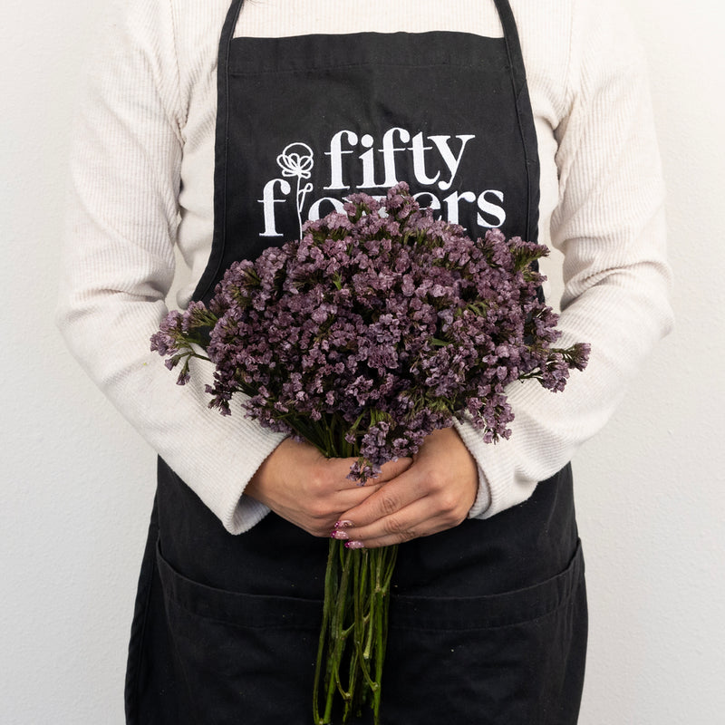 Plum Noir Tinted Statice Flower Apron - Image
