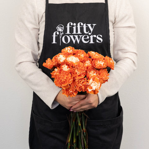 Persimmon Tinted Carnation Flowers Apron - Image