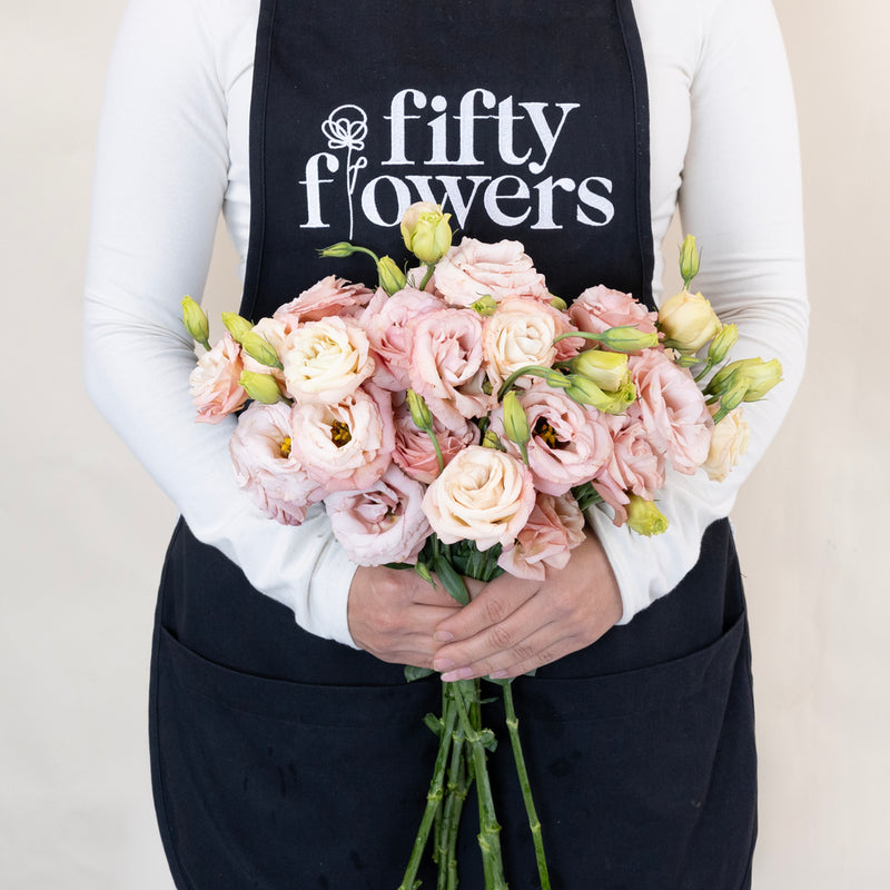 Hues Of Apricot Lisianthus Flower Apron - Image