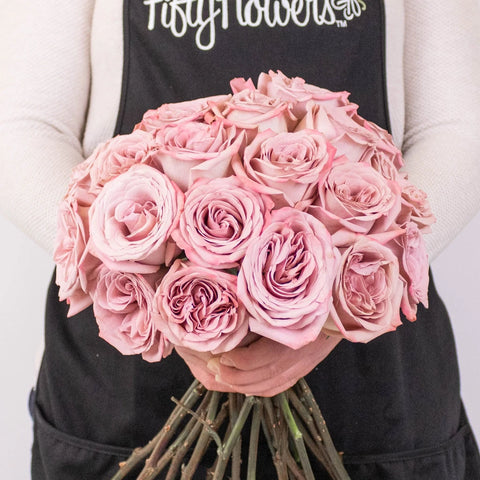 Mocha Lavender Mauve Roses in Hand