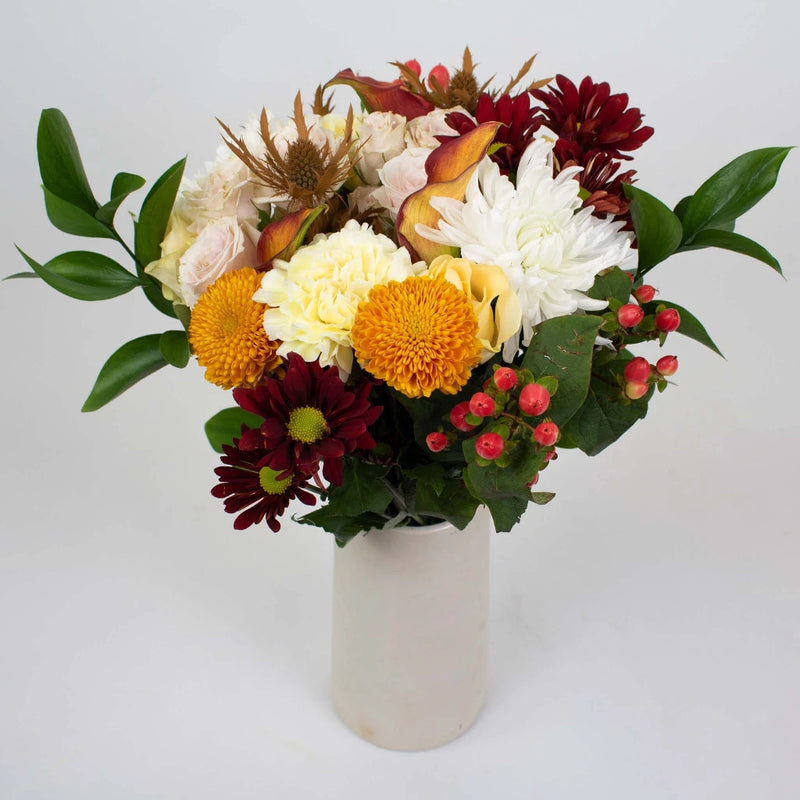 Yellow Burgundy Flower Centerpiece Bunch in Vase