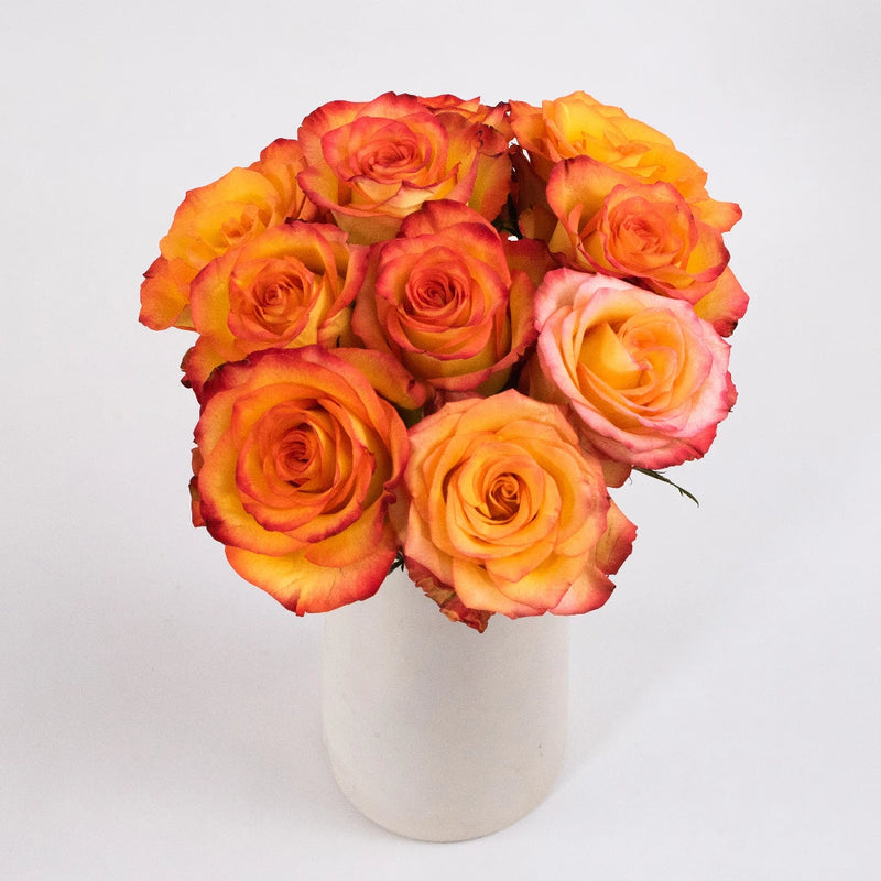 Circus Yellow And Red Rose Flower Bunch in Vase