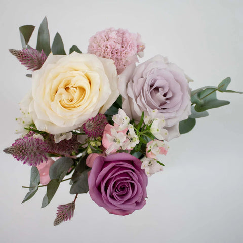 Pink and Purple Flower Centerpieces Size Small Top-Down