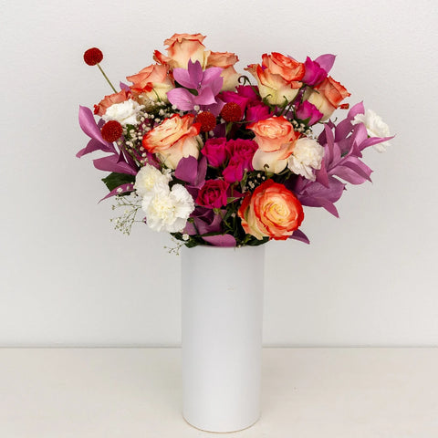 Cupid's Flirty Pink Flower Bouquet Vase - Image