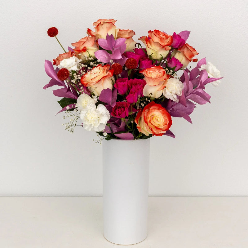 Cupid's Flirty Pink Flower Bouquet Vase - Image