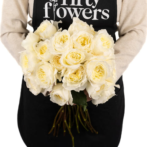 Patience Ivory Cream David Austin Garden Rose Apron - Image