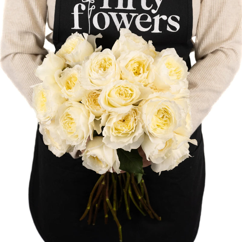 Patience Ivory Cream David Austin Garden Rose Apron - Image
