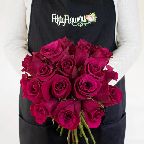Merlot Red Roses in a Hand