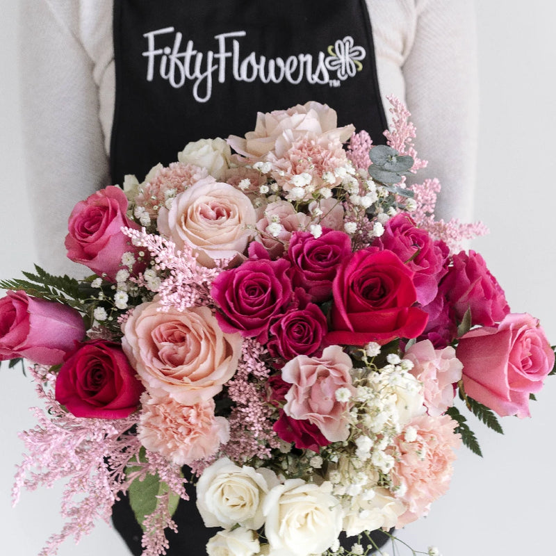 Delightfully Pink Wedding Flower Bouquet Close Up - Image