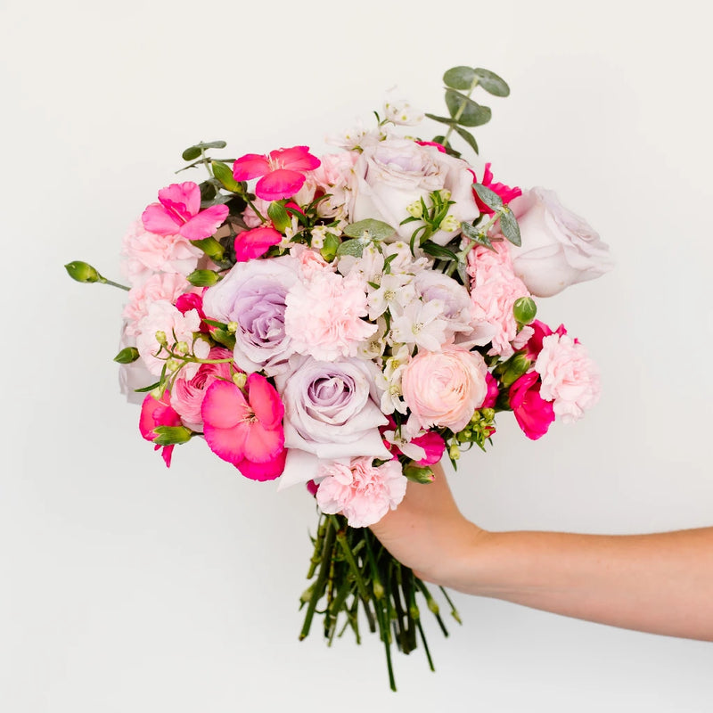 Dreamy Pink Garden Flower Bouquet Hand - Image