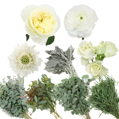 Eucalyptus and White Flowers DIY Flower Kit Bunch