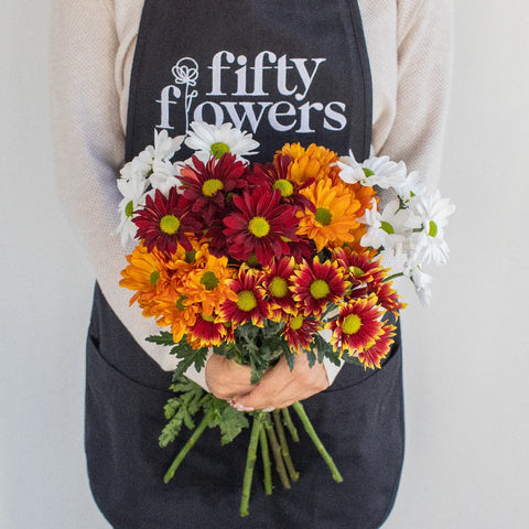 Fall Daisy Assorted Colors Flower Vase - Image