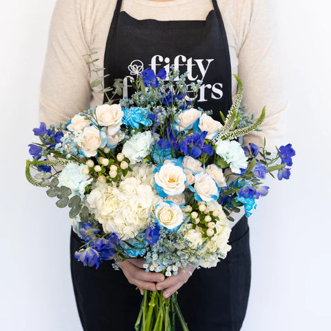 Aqua Blue Diy Flower Kit Apron - Image