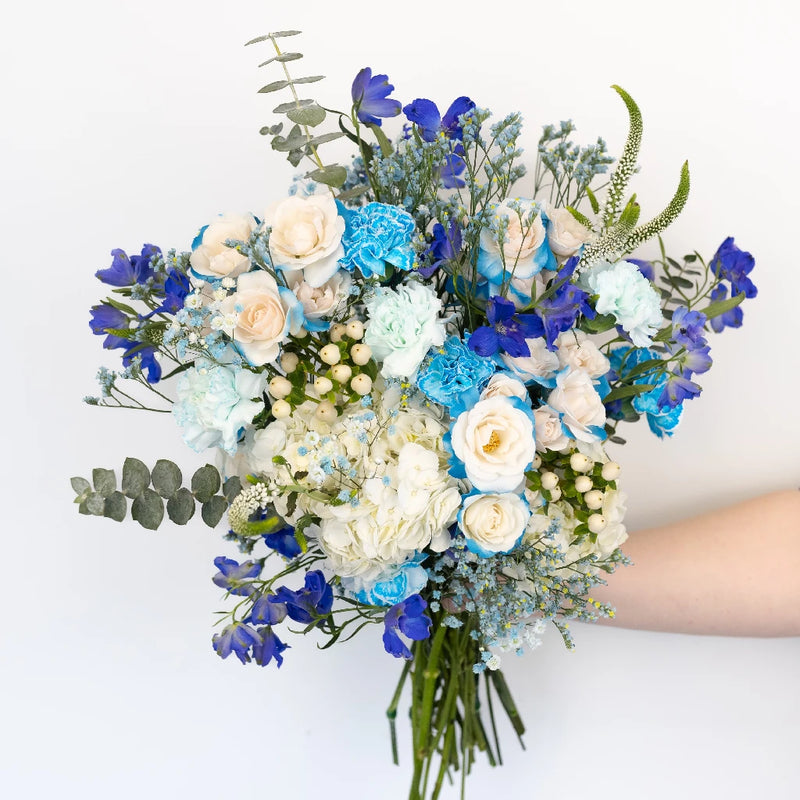 Aqua Blue Flower Arrangement Hand - Image