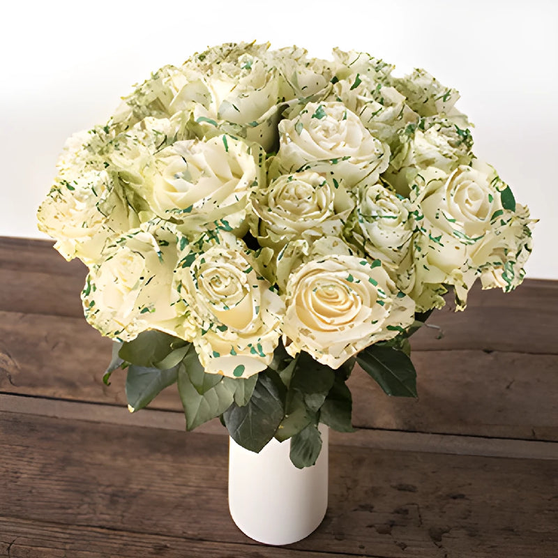 Green and White Speckled Rose Bouquet