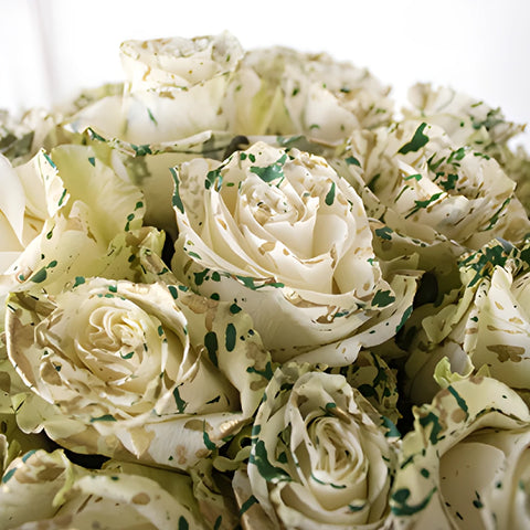 Green and White Speckled Rose Bouquet