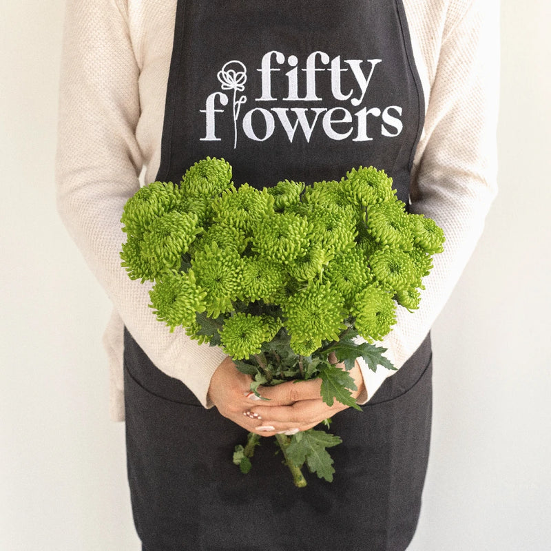 Green Envy Pom Flower Apron - Image