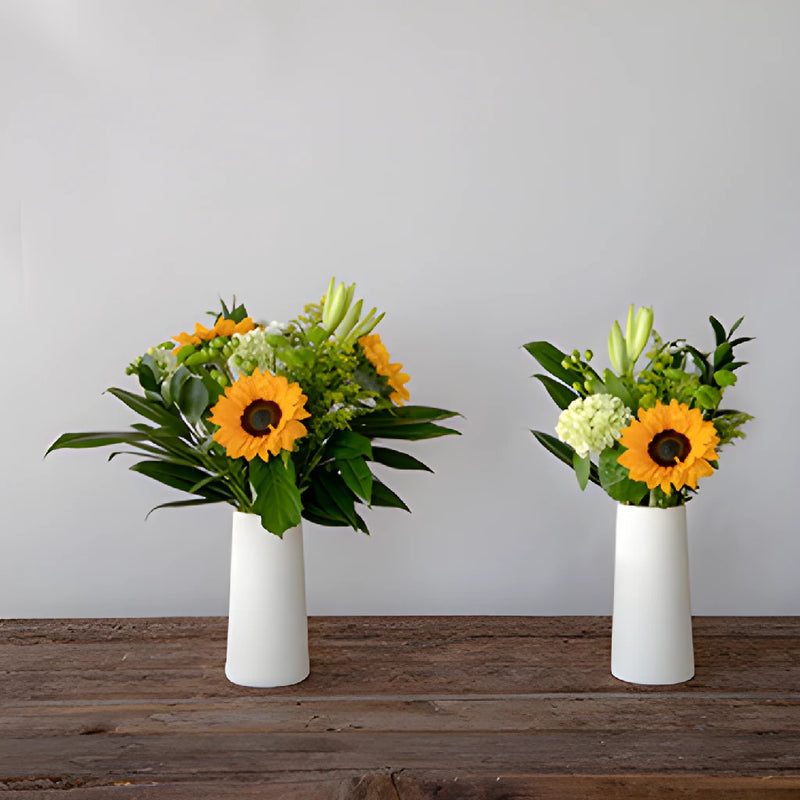 Green Flowers and Sunflowers Bridal Centerpieces