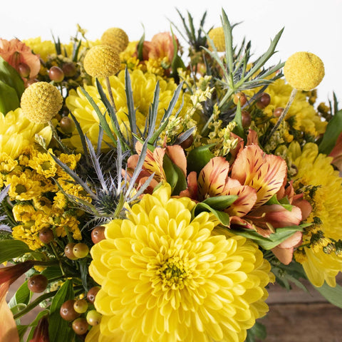 Yellow Cremon Flower Bouquet Up Close
