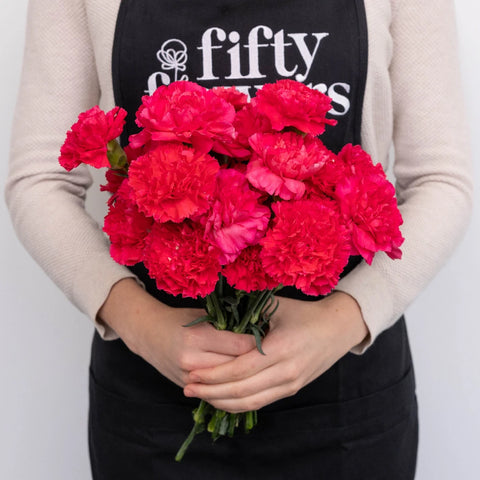 Hot Pink Carnation Flowers Apron - Image