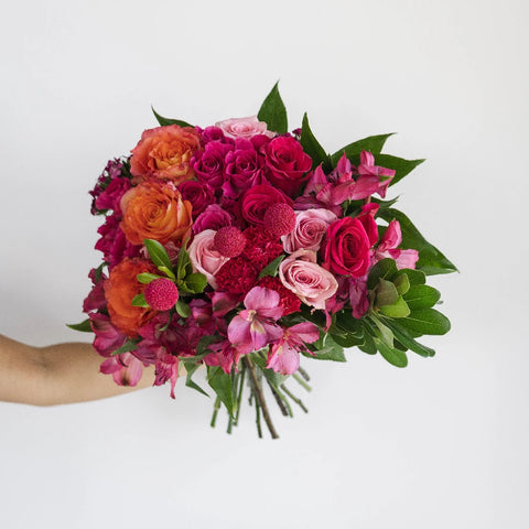 Hot Popping Pink Flower Bouquet Hand - Image
