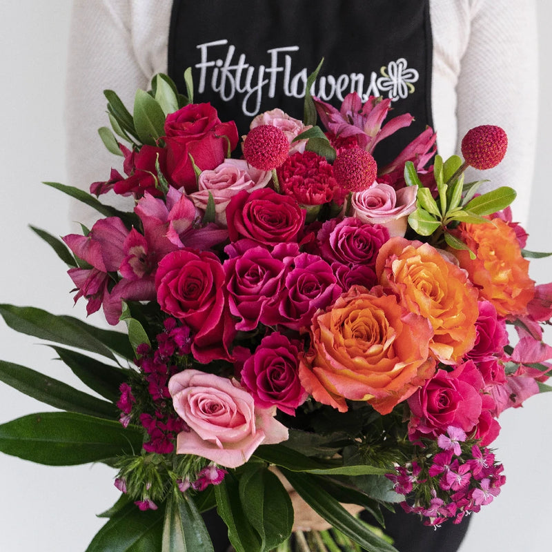 Hot Popping Pink Flower Bouquet Vase - Image