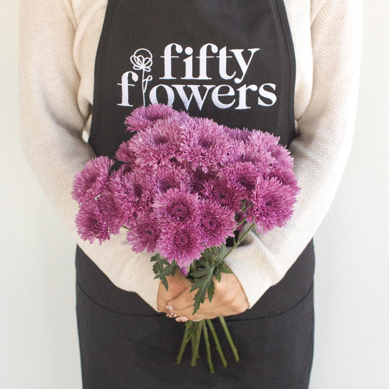 Intriguing Lavender Pink Pom Flower Apron - Image