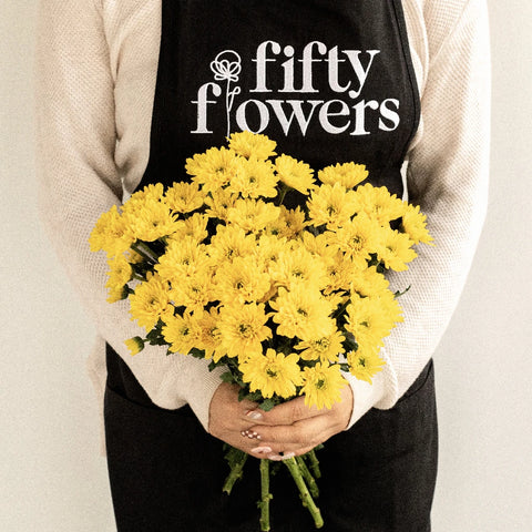 Lemon Lime Spray Pom Flower Apron - Image