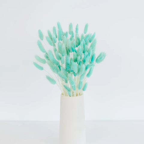 Baby Blue Dried Bunny Tails Vase - Image