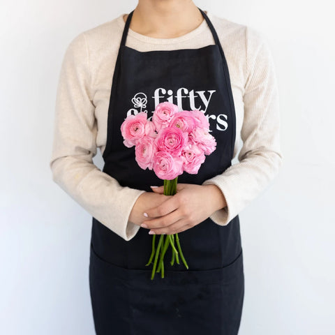 Light Pink Ranunculus Fresh Cut Flowers Apron - Image