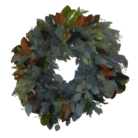 Magnolia Seeded Eucalyptus Bay Leaf Fresh Wreath