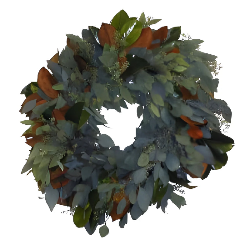 Magnolia Seeded Eucalyptus Bay Leaf Fresh Wreath