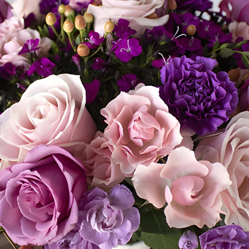 Make A Wish Purple And Pink Flower Bouquet Close Up - Image