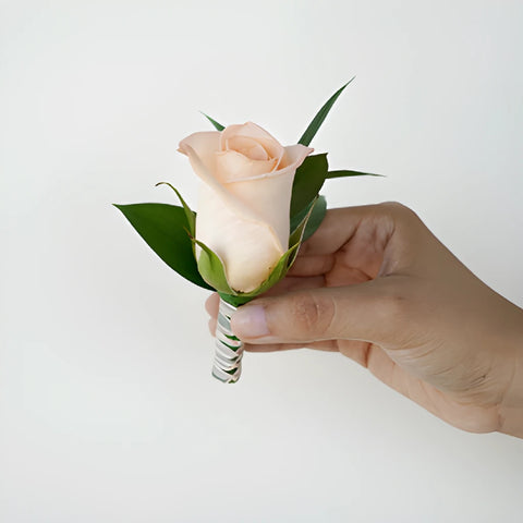 Modern Peach Rose Boutonniere and Corsage Pack