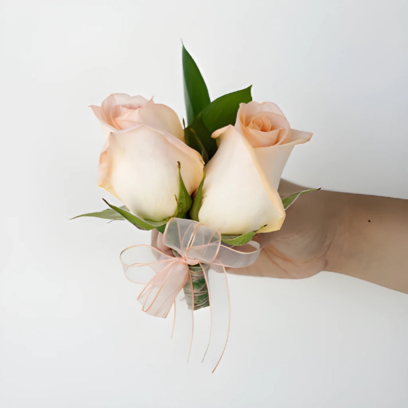 Modern Peach Rose Boutonniere and Corsage Pack