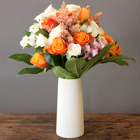 Citrus Creamsicle Orange Flower Bunch in Vase