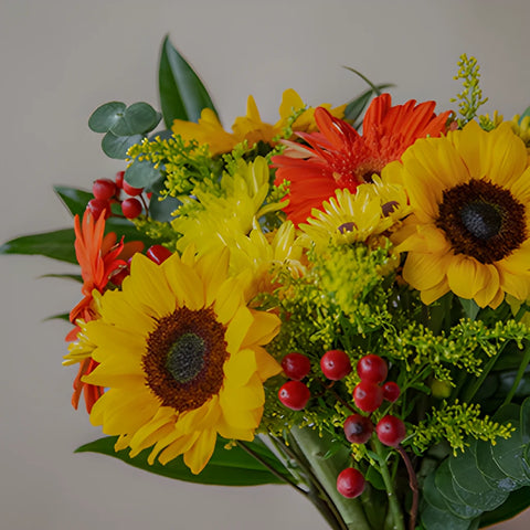 Orange Flowers and Sunflowers Bridal Centerpieces