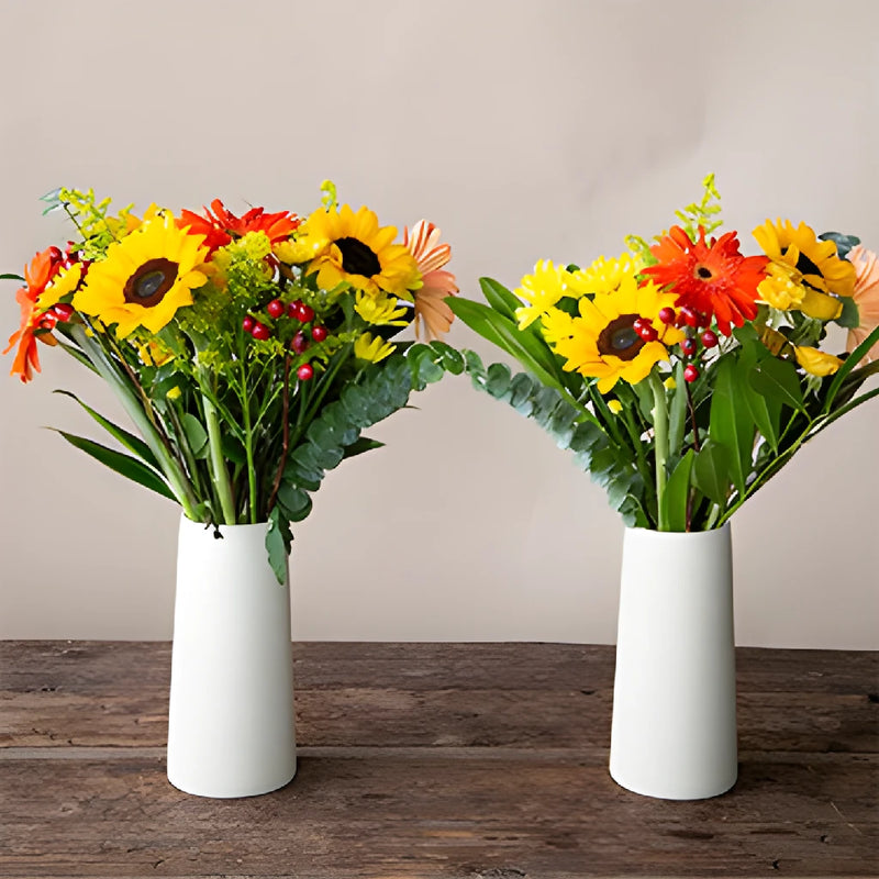 Orange Flowers and Sunflowers Bridal Centerpieces