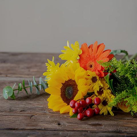Orange Flowers and Sunflowers Bridal Centerpieces