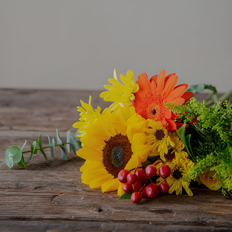 Orange Flowers and Sunflowers Bridal Centerpieces