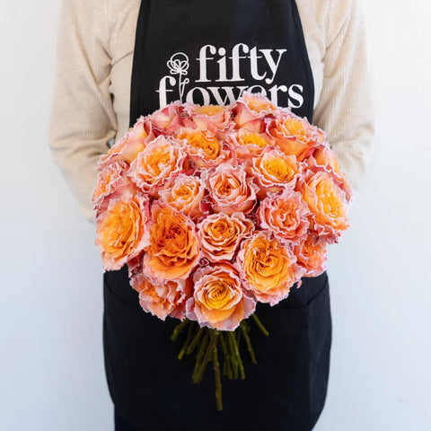 Buy Wholesale Orange Tinted Free Spirit Fuzzy Roses in Bulk - Fifty