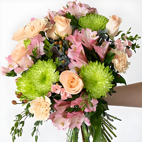 Peach Mojito Fresh Flowers Arrangement Hand - Image
